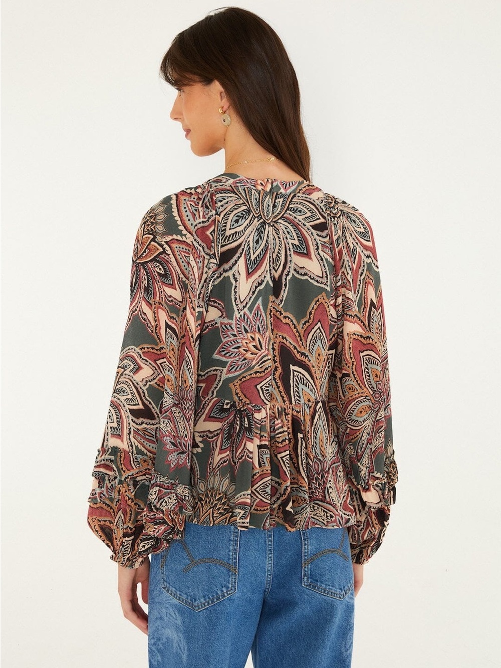 FARM Rio Tapestry Flowers Ruffled Blouse - Picture 3 of 5